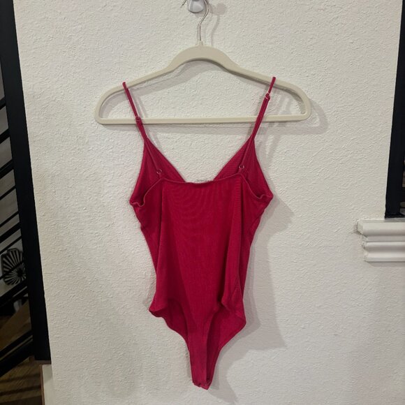 Socialite Pink V Neck Tank Top Bodysuit - Picture 2 of 4